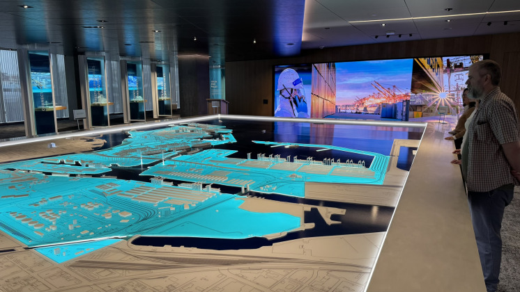 The Port of Long Beach spans 3,200 acres and 25 miles of waterfront in Long Beach, California. In 2021, the Port Headquarters relocated to a new administrative building shared with City Hall in the historic Lincoln Park area.